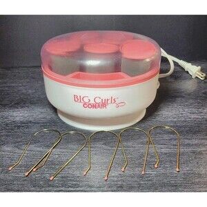 Conair More Big Curls 5 EXTRA Jumbo Velvet Hot Roller Curlers -CLIPS Dual Volts